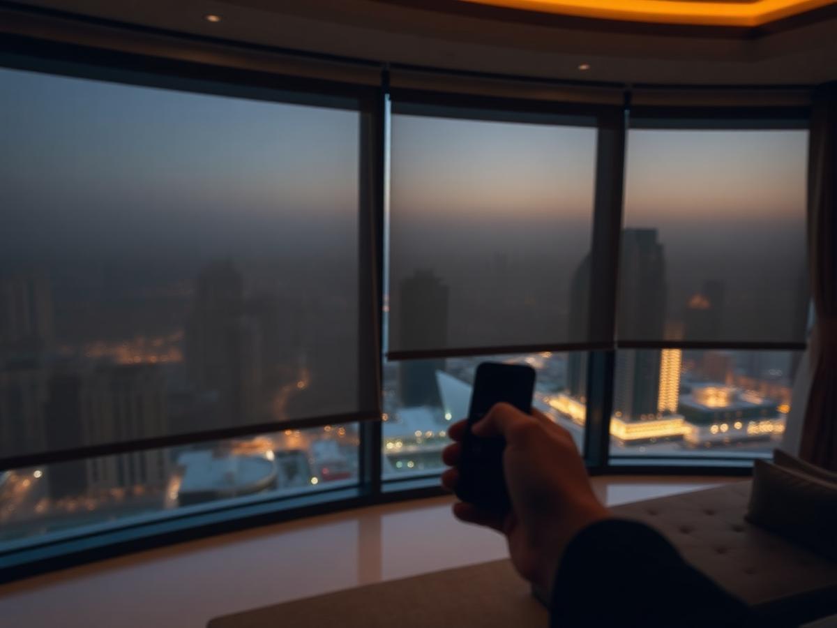 Motorized Blinds by Skyliving Shades in a UAE interior